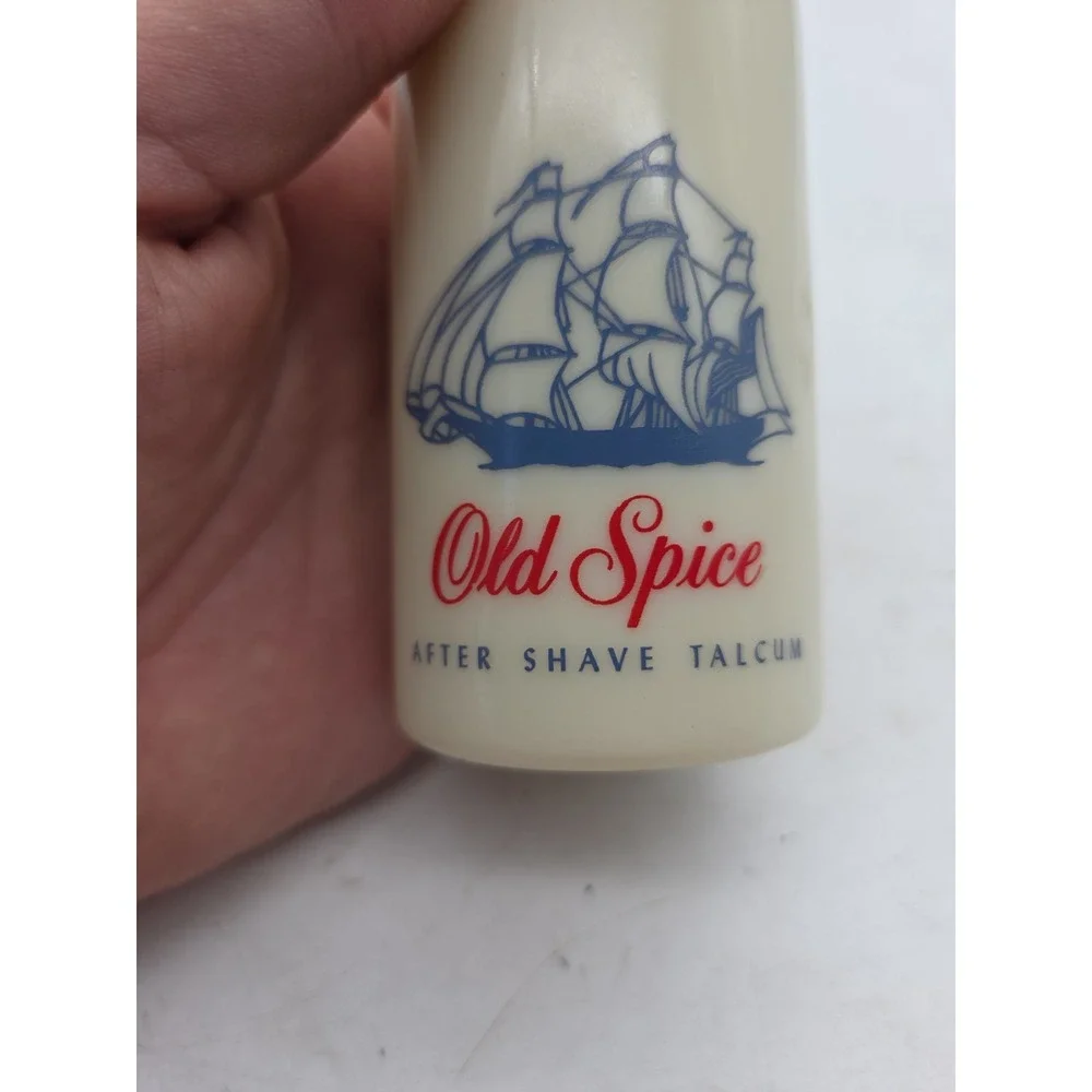 Vintage Old Spice Shulton After Shave Talcum Powder 3 OZ Milk Glass Bottle